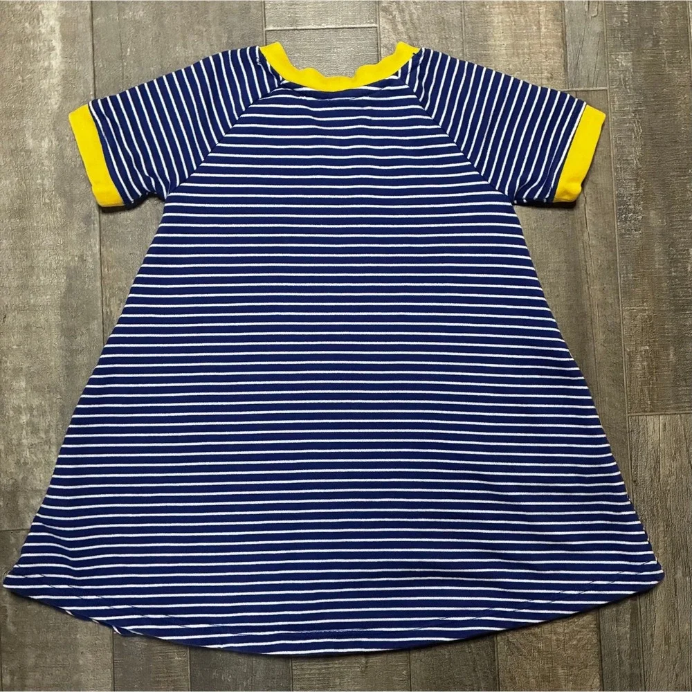 Hanna Andersson Girls Striped Pocket Play Dress Size 100 3T 4T Blue Yellow